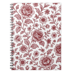 Cuaderno Patrón Rosa de color rojo oscuro