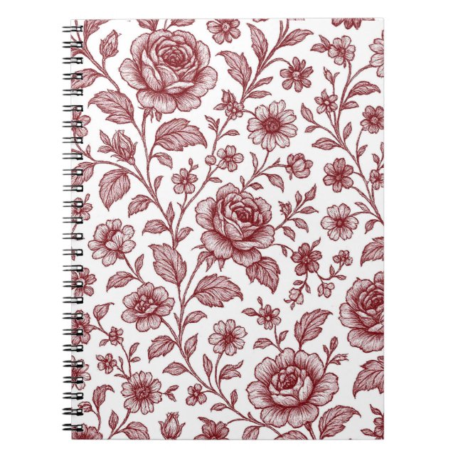Cuaderno Patrón Rosa de color rojo oscuro (Frente)