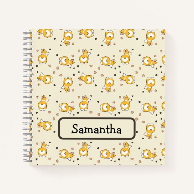 Cuaderno Patrón rosa de corgi corto (Anverso)
