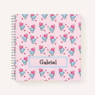 Cuaderno Patrón rosa de elefante corto