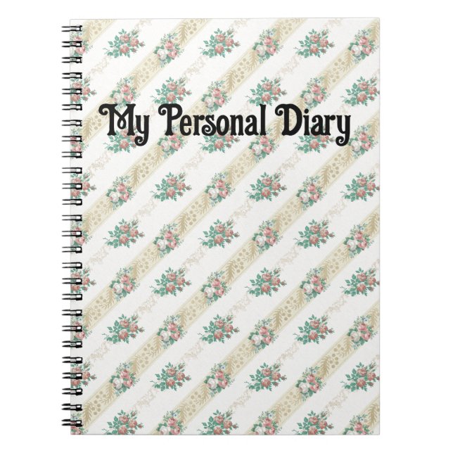 Cuaderno Patrón Rosa de época - portátil (Frente)