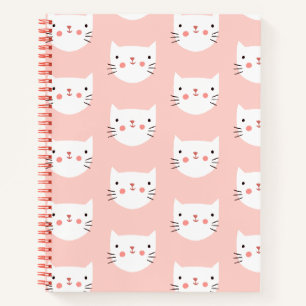 Cuaderno Patrón rosa de gato blanco lindo