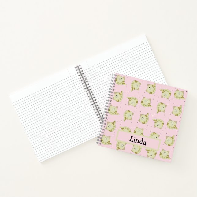 Cuaderno Patrón rosa de gato marrón lindo (Interior)