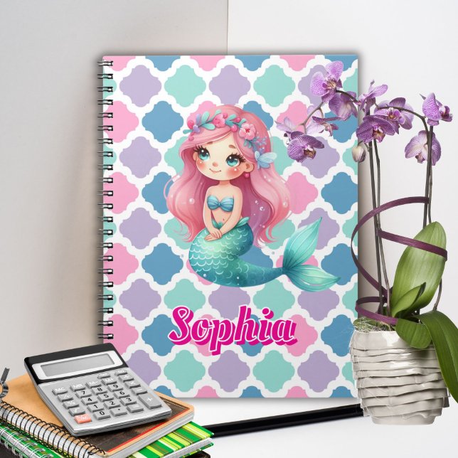 Cuaderno Patrón rosa de la sirena personalizado (Subido por el creador)