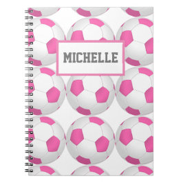 Cuaderno Patrón rosa de pelota de fútbol blanco - añadir no