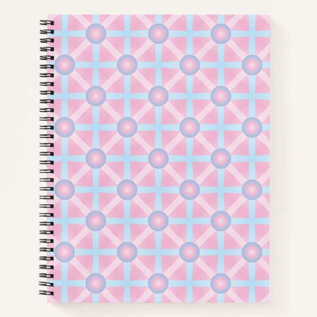 Cuaderno Patrón rosa, púrpura y azul claro (Anverso)