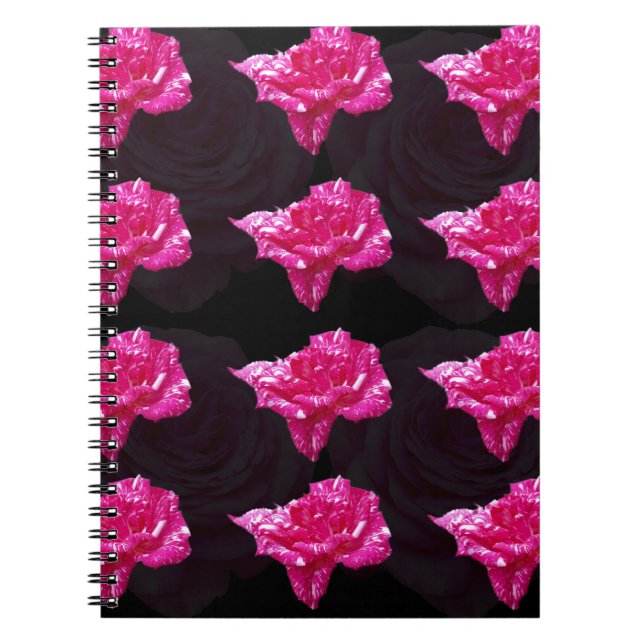Cuaderno Patrón Rosa Rosado Y Negro Caliente, (Frente)