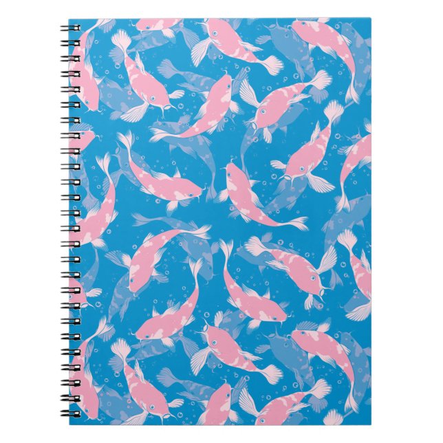 Cuaderno Patrón rosa y azul - Koi Fish (Frente)