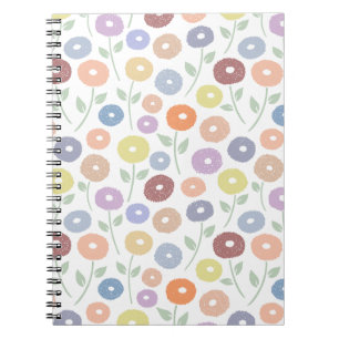 Cuaderno Patrón Rpt de Flor Difusa Pasteles sobre Blanco