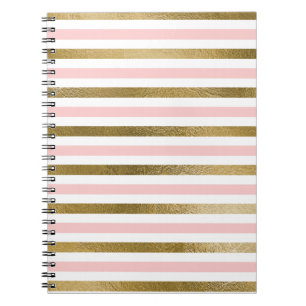 Cuaderno Patrón Rubor rosado, blanco y Relieve metalizado d