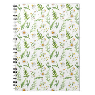 Cuaderno Patrón rústico botánico de flor de Chamomile