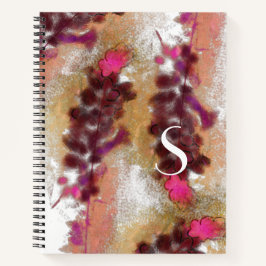 Cuaderno patrón rústico de pintura de las flores de lavanda