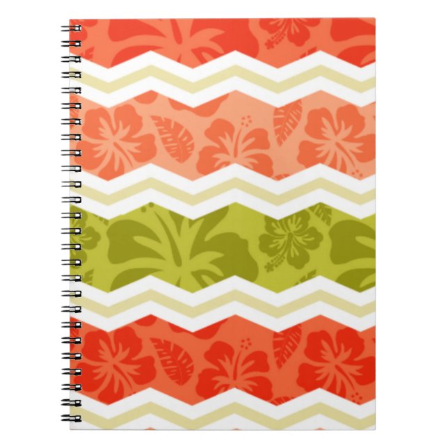 Cuaderno Patrón Salmón, Coral, Naranja y Tropical Verde (Frente)