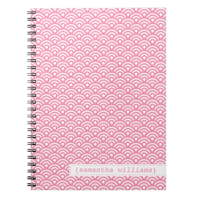 Cuaderno Patrón Seigaiha japonés rosado (Frente)