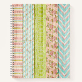 Cuaderno Patrón Shabby Rosa Pastel en cabaña de madera rúst