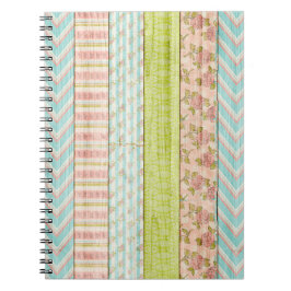 Cuaderno Patrón Shabby Rosa Pastel en cabaña de madera rúst