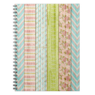 Cuaderno Patrón Shabby Rosa Pastel en cabaña de madera rúst