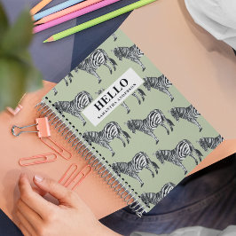 Cuaderno Patrón silvestre de cebra de jungla y nombre perso