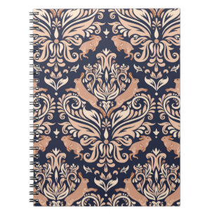 Cuaderno Patrón simétrico sin foco en el estilo Damasco. 