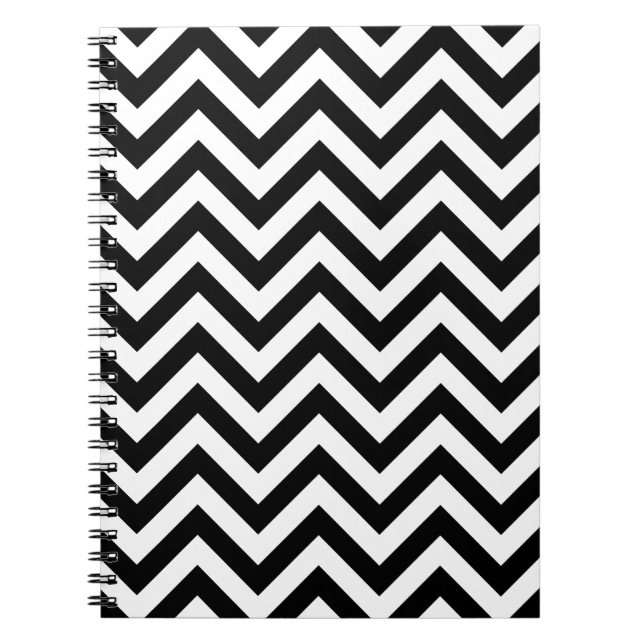 Cuaderno Patrón simple de cheurón blanco negro (Frente)