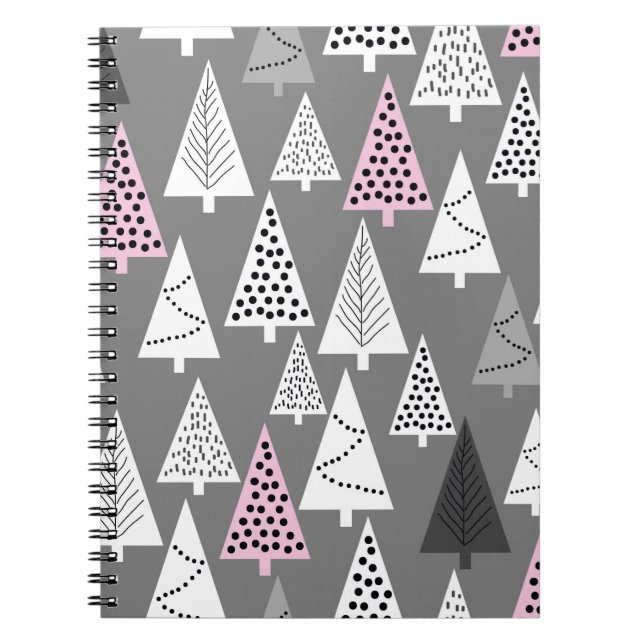 Cuaderno Patrón simple de Navidades. Grises y blancos abstr (Frente)