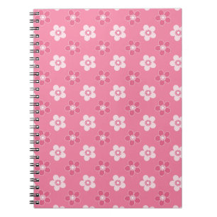Cuaderno patrón simple floral sólido rosa retro pequeño flu