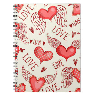 Cuaderno Patrón sin brillo con corazones. Feliz Día de San