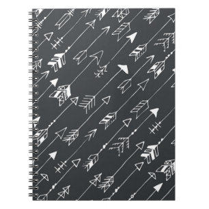 Cuaderno Patrón sin brillo con flechas sobre un fondo negro