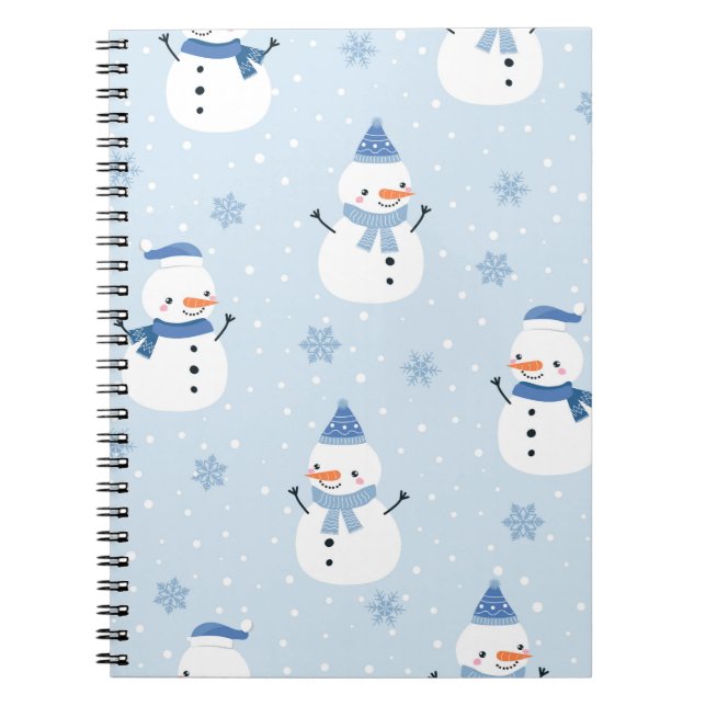 Cuaderno Patrón sin costura de nieve, fondo de invierno, in (Frente)