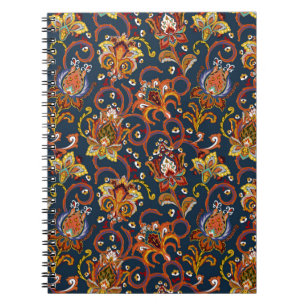 Cuaderno Patrón sin costuras de flores dibujadas a mano (mo