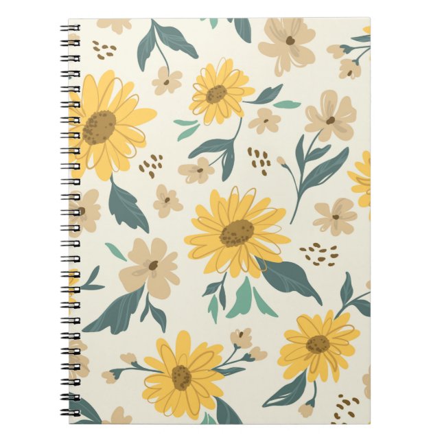 Cuaderno Patrón sin costuras de girasol. La margarita amari (Frente)
