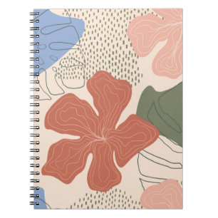 Cuaderno Patrón sin costuras floral dibujado a mano, collag