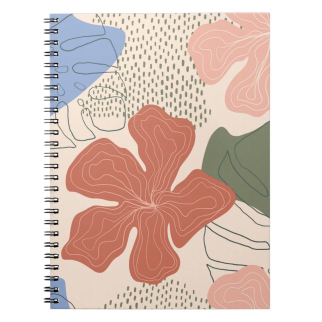 Cuaderno Patrón sin costuras floral dibujado a mano, collag (Frente)