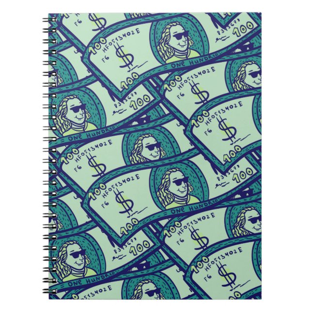 Cuaderno patrón sin fisuras con billetes de dólares (Frente)