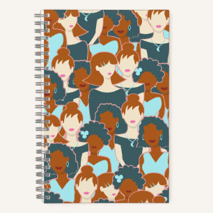 Cuaderno Patrón sin fisuras con chicas negros y chicas blan