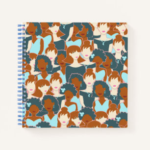 Cuaderno Patrón sin fisuras con chicas negros y chicas blan