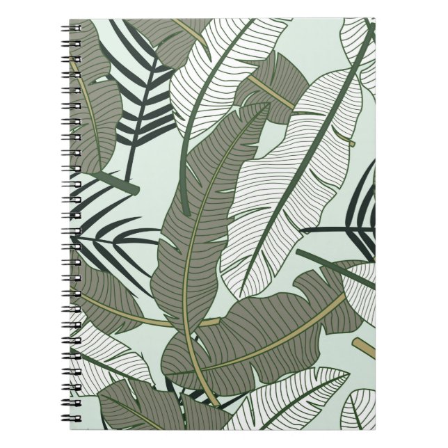 Cuaderno Patrón sin fisuras de hojas tropicales  (Frente)