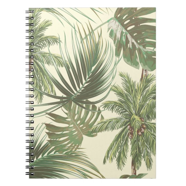 Cuaderno Patrón sin fisuras de hojas tropicales (Frente)