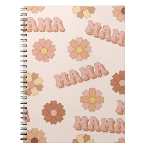 Cuaderno Patrón sin fisuras de mamá hippie. Fondo groovy. M