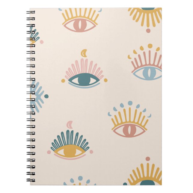 Cuaderno Patrón sin fisuras de ojos místicos, fondo místico (Frente)