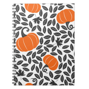 Cuaderno Patrón sin fisuras dibujado a mano con calabazas y