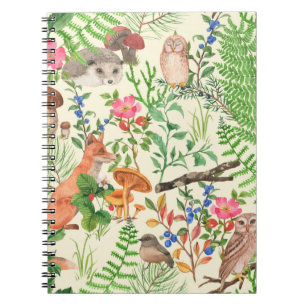 Cuaderno Patrón sin fisuras dibujado a mano con el bosque d