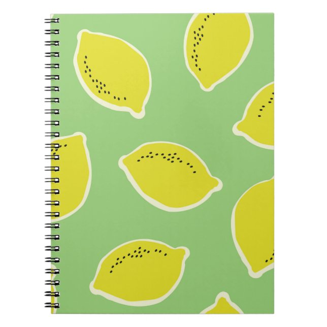 Cuaderno Patrón sin fisuras dibujado a mano con limones en  (Frente)