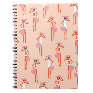 Cuaderno Patrón sin fisuras en verano. Mujer joven y hermos