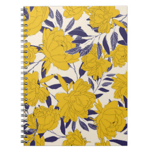 Cuaderno patrón sin fisuras floral y hoja