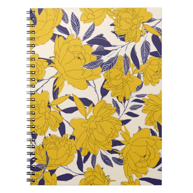 Cuaderno patrón sin fisuras floral y hoja (Frente)