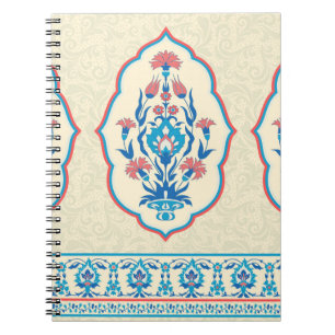 Cuaderno Patrón sin fisuras florales de tela en estilo étni