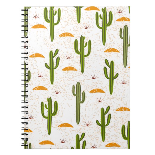 Cuaderno Patrón sin foco, cactus, textura de arena, st mexi (Frente)