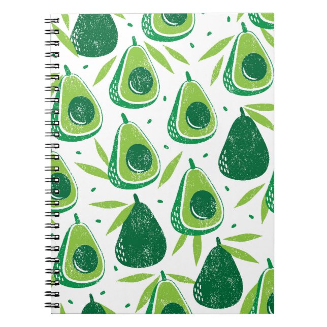 Cuaderno Patrón sin foco con aguacates. Sello texturado. vi (Frente)