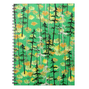 Cuaderno Patrón sin foco con bosque otoñal